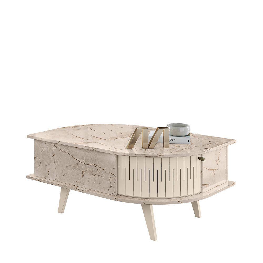 Mesa De Centro Para Sala Com 2 Portas Narvelli Calacata-off White M20 - D'rossi - 2