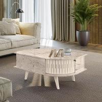 Mesa De Centro Para Sala Com 2 Portas Narvelli Calacata-off White M20 - D'rossi - 1