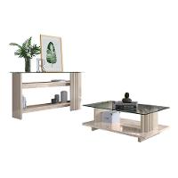 Mesa De Centro E Aparador Ripado Para Sala Mirezi Calacata-off White M20 - D'rossi - 3