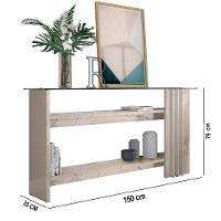 Mesa De Centro E Aparador Ripado Para Sala Mirezi Calacata-off White M20 - D'rossi