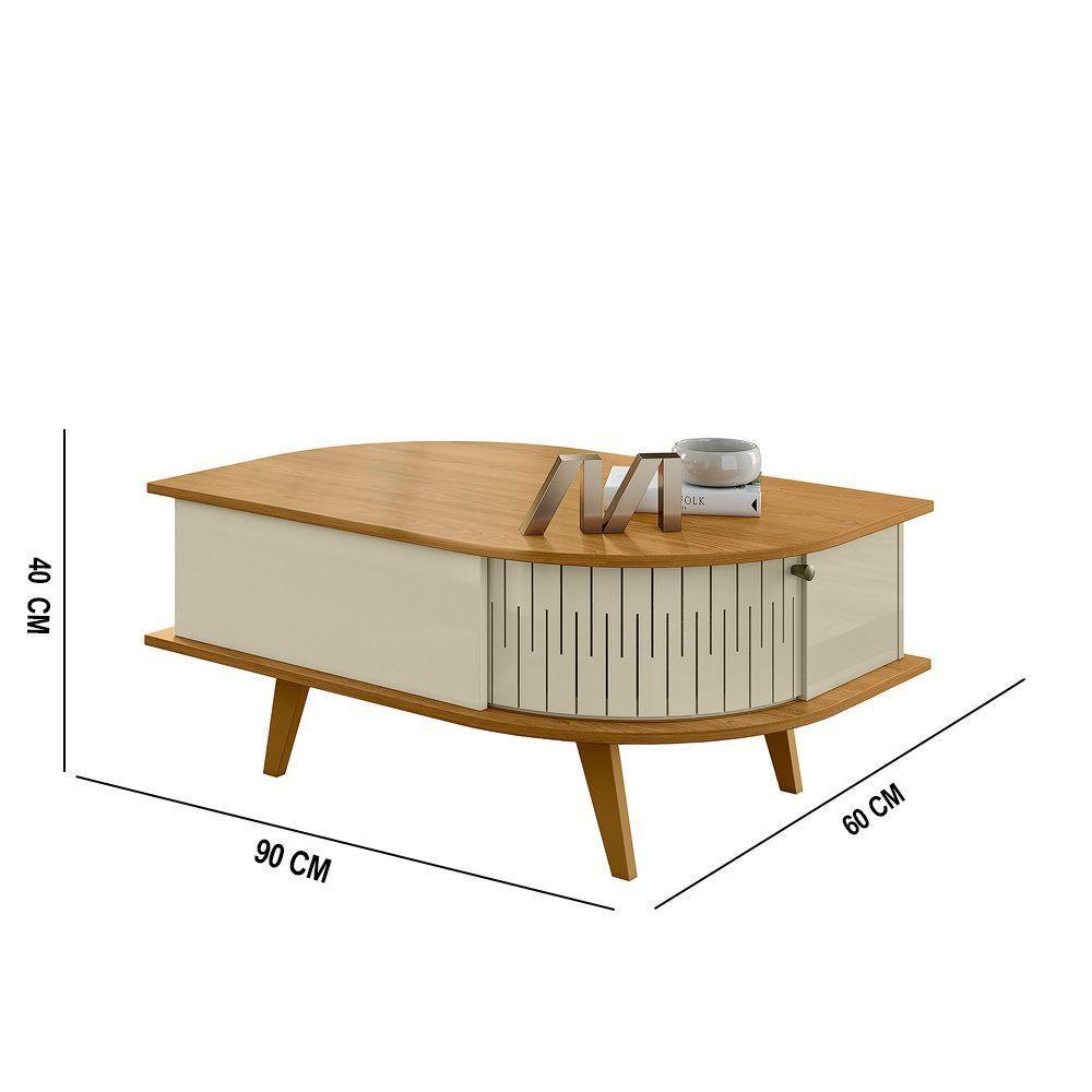 Mesa De Centro Para Sala Com 2 Portas Narvelli Cumaru-opala M20 - D'rossi - 4
