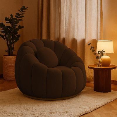 Poltrona Decorativa Orgânica Fixa Cloud Bouclé Marrom E03 Marrom D'Rossi