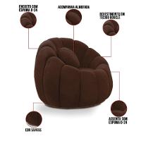 Poltrona Decorativa Orgânica Fixa Cloud Bouclê Marrom E03 - D'rossi - 3