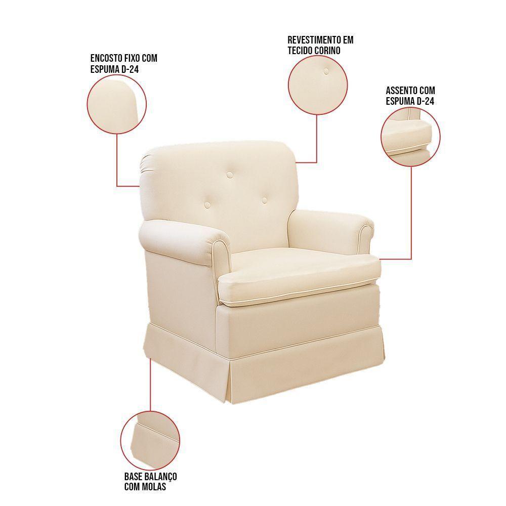Poltrona De Amamentação Base Balanço Lígia Sintético Bege E03 - D'rossi - 3