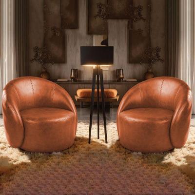 Kit 2 Poltronas Decorativas Orgânicas Giratórias Lua D03 Sintético Pu Marrom D'Rossi
