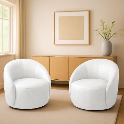 Poltrona Decorativa Orgânica Giratória Kit 2 Lua Sintético Pu D03 - D'rossi Branco