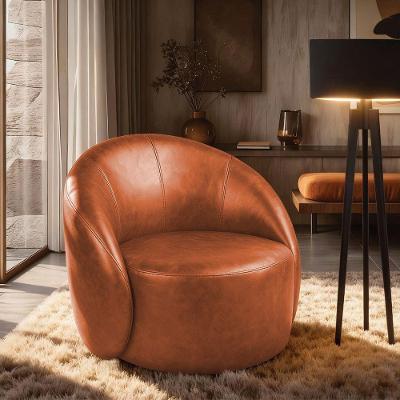 Poltrona Decorativa Orgânica Giratória Lua Sintético Pu D03 - D'rossi Nozes