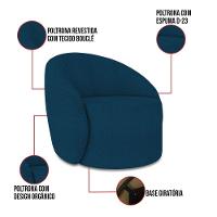 Poltrona Orgânica Giratória Kit 2 Lua Bouclê D03 - D'rossi Azul - 3