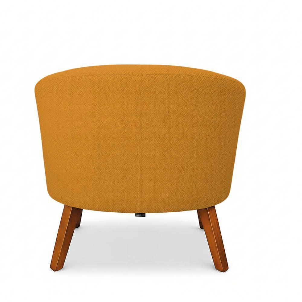 Poltrona Sala Decorativa Kit 2 Stella Pé Madeira Trapézio Castanho Bouclê Mostarda D03 - D'rossi - 7