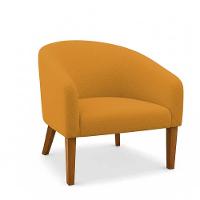 Poltrona Sala Decorativa Kit 2 Stella Pé Madeira Trapézio Castanho Bouclê Mostarda D03 - D'rossi - 5