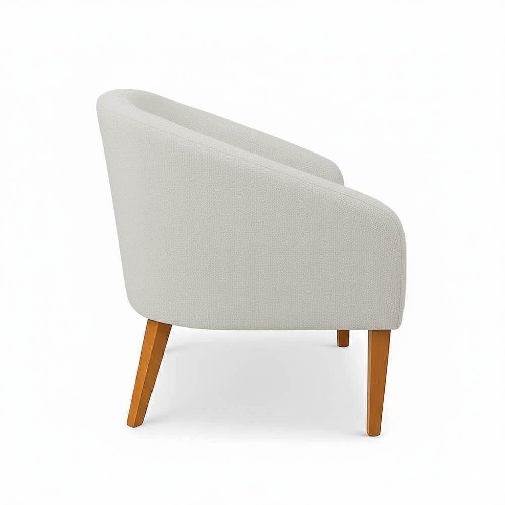 Poltrona Sala Decorativa Kit 2 Stella Pé Madeira Trapézio Castanho Bouclê Cinza D03 - D'rossi - 6