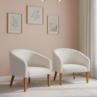 Poltrona Sala Decorativa Kit 2 Stella Pé Madeira Trapézio Castanho Bouclê Cinza D03 - D'rossi - 1