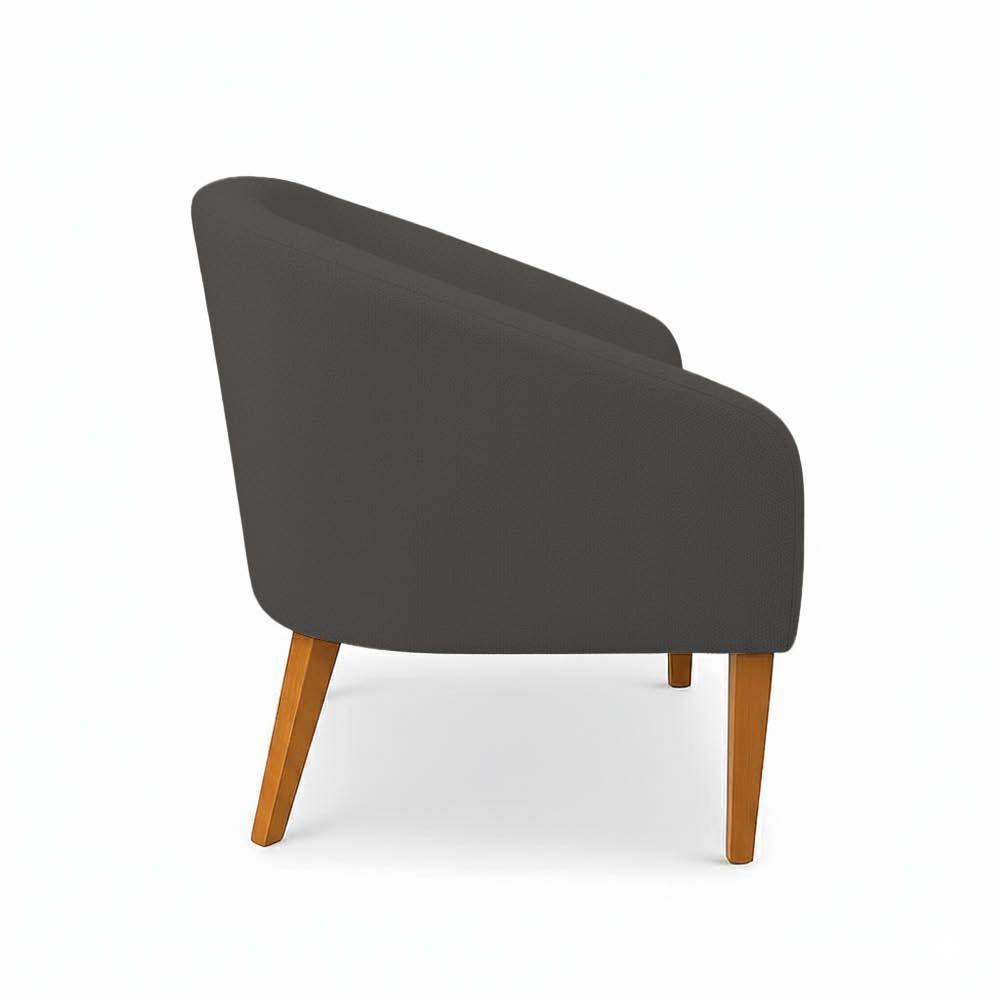 Poltrona Sala Decorativa Kit 2 Stella Pé Madeira Trapézio Castanho Bouclê Grafite D03 - D'rossi - 6