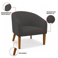 Poltrona Sala Decorativa Kit 2 Stella Pé Madeira Trapézio Castanho Bouclê Grafite D03 - D'rossi - 3