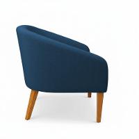 Poltrona Sala Decorativa Kit 2 Stella Pé Madeira Trapézio Castanho Bouclê Azul D03 - D'rossi - 6