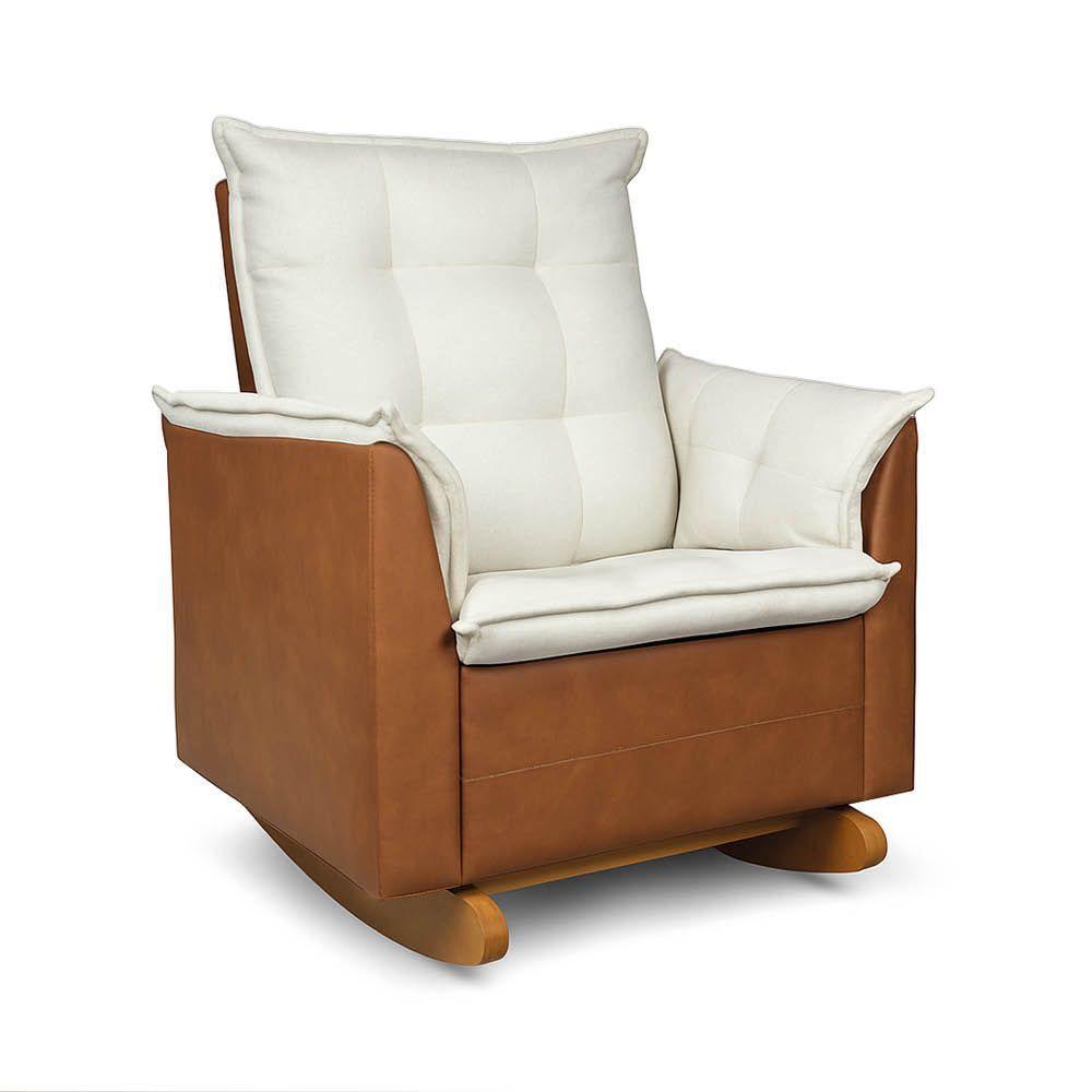 Poltrona Amamentação Balanço Madeira E Puff Lariane Nozes-bouclê Bege R04 - D'rossi - 6