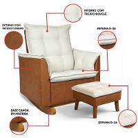 Poltrona Amamentação Balanço Madeira E Puff Lariane Nozes-bouclê Bege R04 - D'rossi - 3