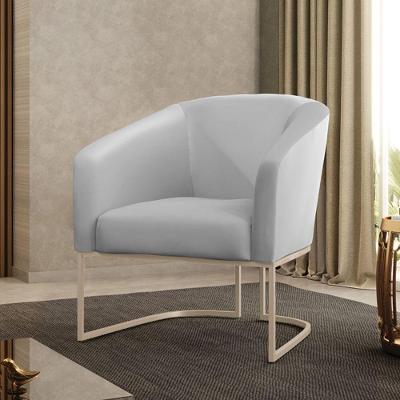 Poltrona Stella Corino Cinza Base Metálica Industrial Champanhe D03 - D'rossi