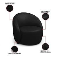 Poltrona Decorativa Orgânica Kit 2 Lua Sintético Pu Preto D03 - D'rossi - 3