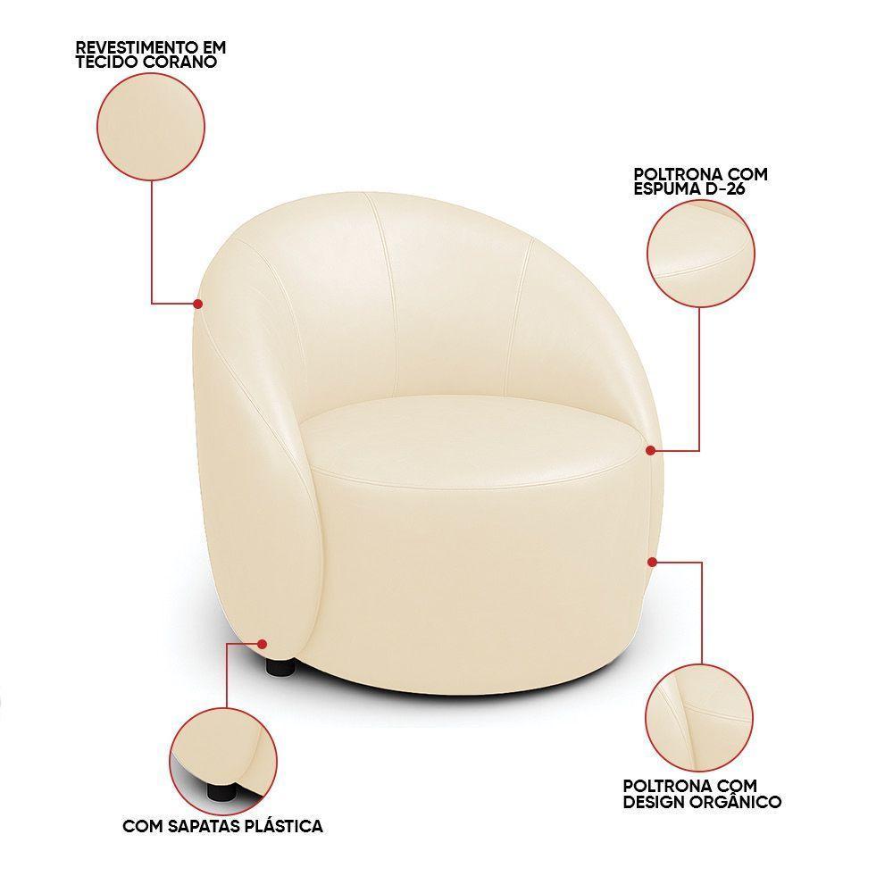 Poltrona Decorativa Orgânica Kit 2 Lua Sintético Pu Bege D03 - D'rossi - 6