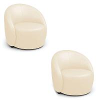 Poltrona Decorativa Orgânica Kit 2 Lua Sintético Pu Bege D03 - D'rossi - 5