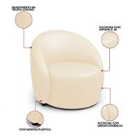 Poltrona Decorativa Orgânica Kit 2 Lua Sintético Pu Bege D03 - D'rossi - 6