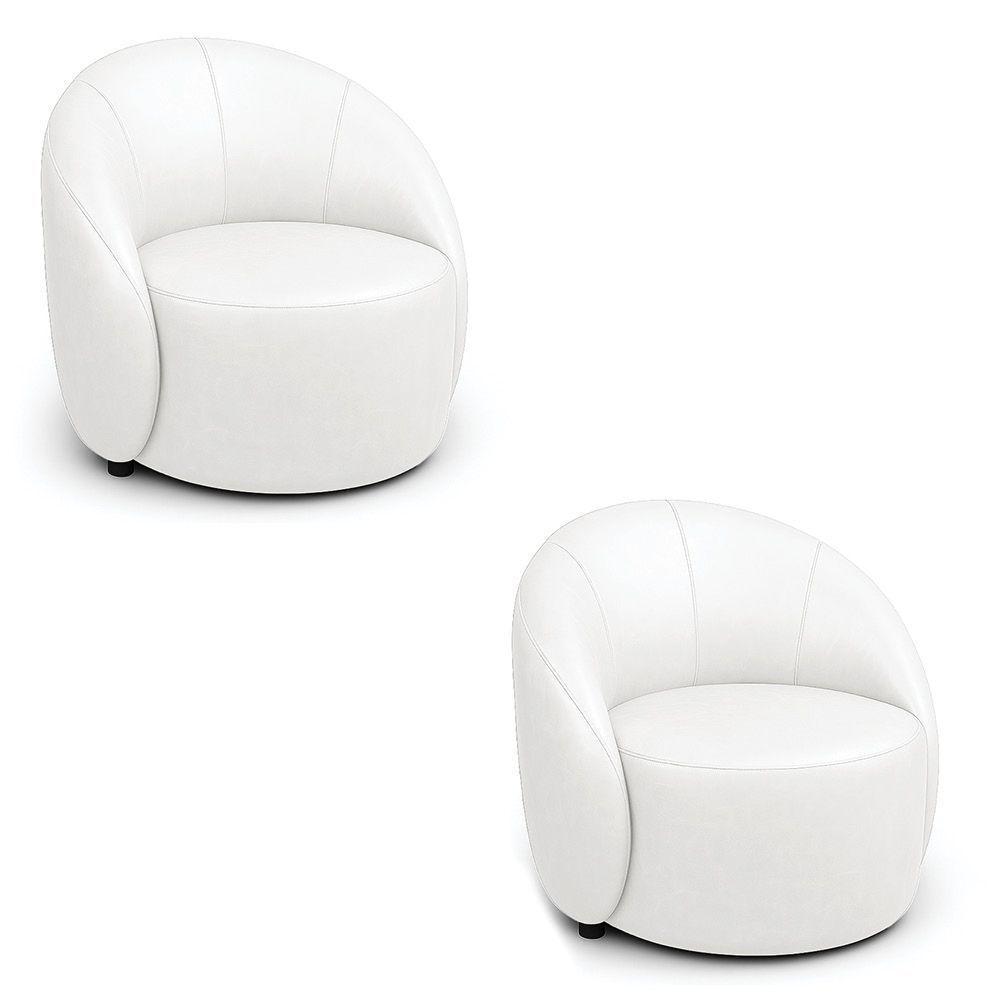 Poltrona Decorativa Orgânica Kit 2 Lua Sintético Pu Branco D03 - D'rossi - 2
