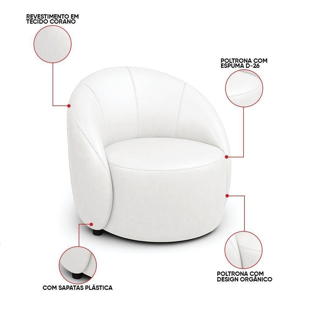 Poltrona Decorativa Orgânica Kit 2 Lua Sintético Pu Branco D03 - D'rossi - 3