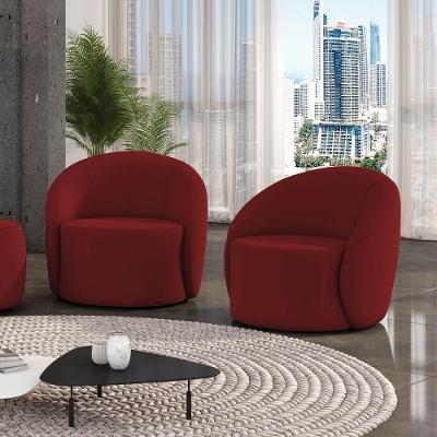 Kit 2 Poltronas Decorativas Orgânicas Giratórias Lua Veludo Marsala D03 D'Rossi