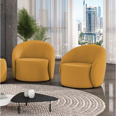 Poltrona Decorativa Orgânica Kit 2 Lua Veludo Mostarda D03 - D'rossi