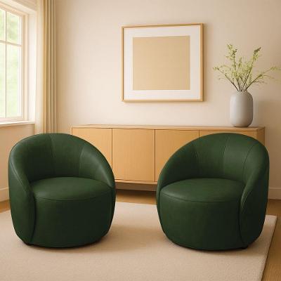 Poltrona Decorativa Orgânica Giratória Kit 2 Lua Sintético Pu Verde D03 - D'rossi