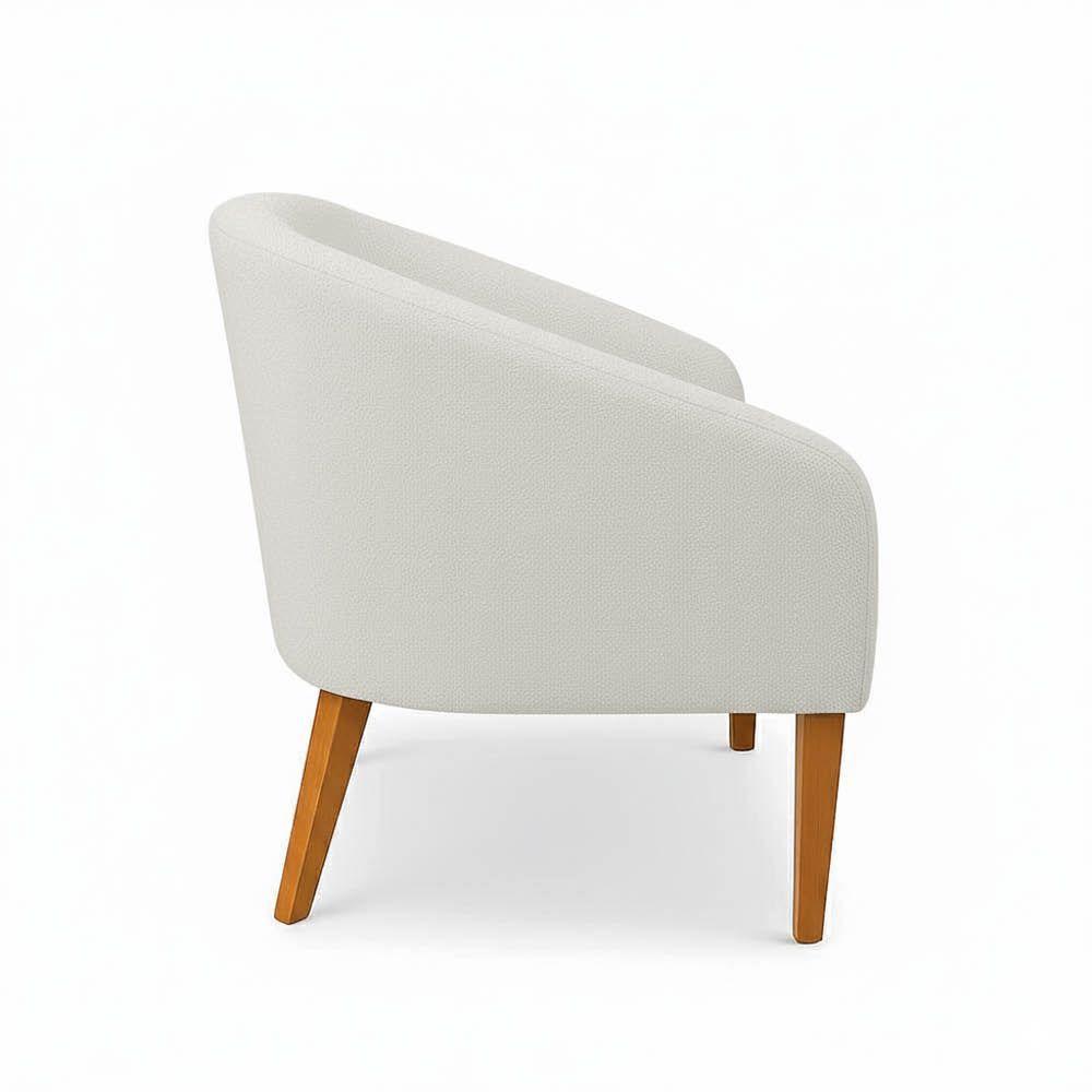 Poltrona Sala Decorativa Kit 2 Stella Pé Madeira Trapézio Castanho Bouclê Off White D03 - D'rossi - 6