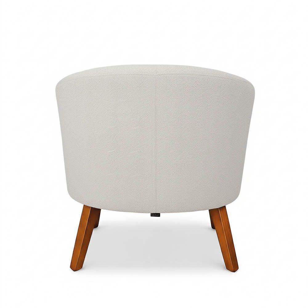 Poltrona Sala Decorativa Kit 2 Stella Pé Madeira Trapézio Castanho Bouclê Off White D03 - D'rossi - 7