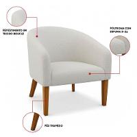 Poltrona Sala Decorativa Kit 2 Stella Pé Madeira Trapézio Castanho Bouclê Off White D03 - D'rossi - 3