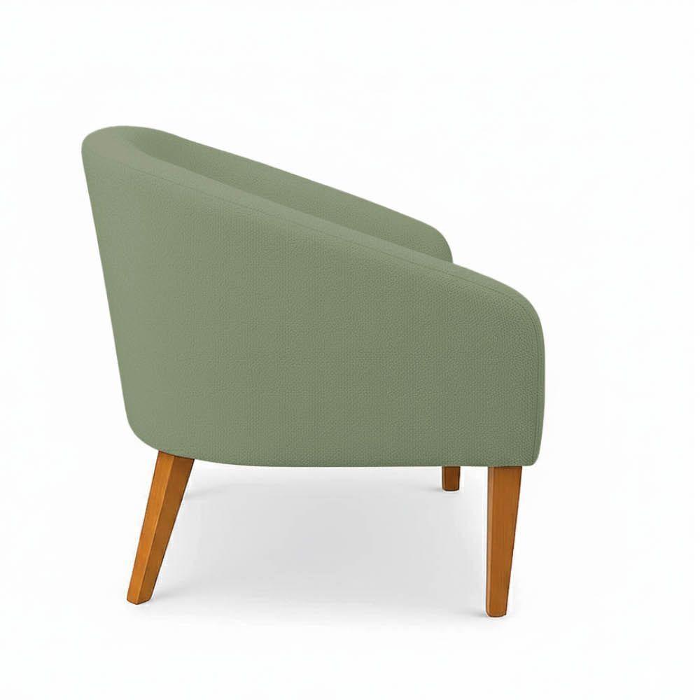 Poltrona Sala Decorativa Kit 2 Stella Pé Madeira Trapézio Castanho Bouclê Pistache D03 - D'rossi - 6
