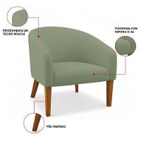 Poltrona Sala Decorativa Kit 2 Stella Pé Madeira Trapézio Castanho Bouclê Pistache D03 - D'rossi