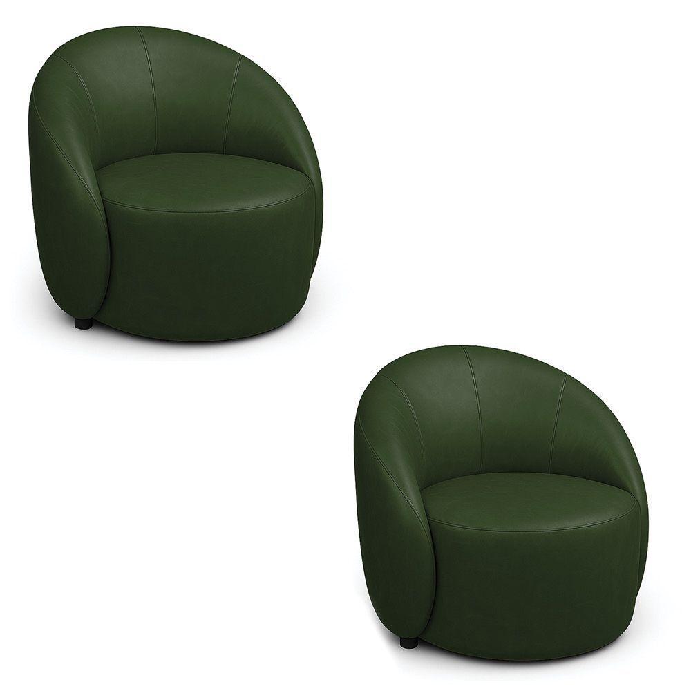 Poltrona Decorativa Orgânica Kit 2 Lua Sintético Pu Verde D03 - D'rossi - 2