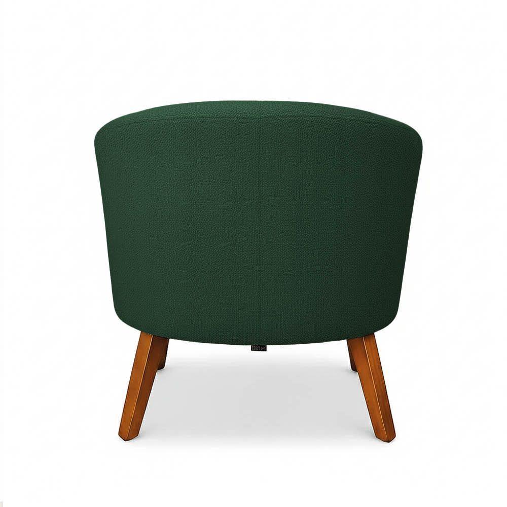 Poltrona Sala Decorativa Kit 2 Stella Pé Madeira Trapézio Castanho Bouclê Verde D03 - D'rossi - 7