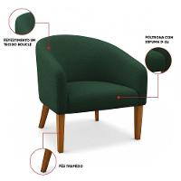 Poltrona Sala Decorativa Kit 2 Stella Pé Madeira Trapézio Castanho Bouclê Verde D03 - D'rossi - 3