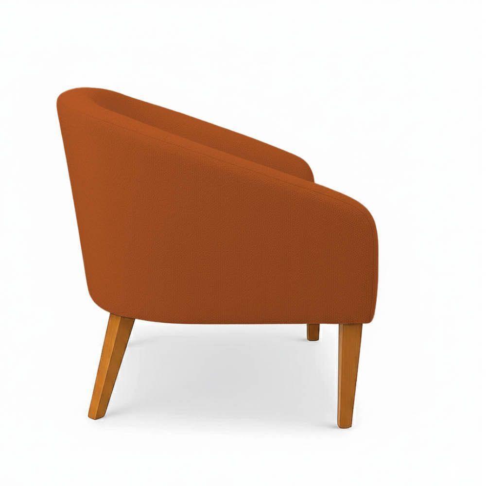 Poltrona Sala Decorativa Kit 2 Stella Pé Madeira Trapézio Castanho Bouclê Terracota D03 - D'rossi - 6