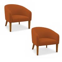 Poltrona Sala Decorativa Kit 2 Stella Pé Madeira Trapézio Castanho Bouclê Terracota D03 - D'rossi - 2