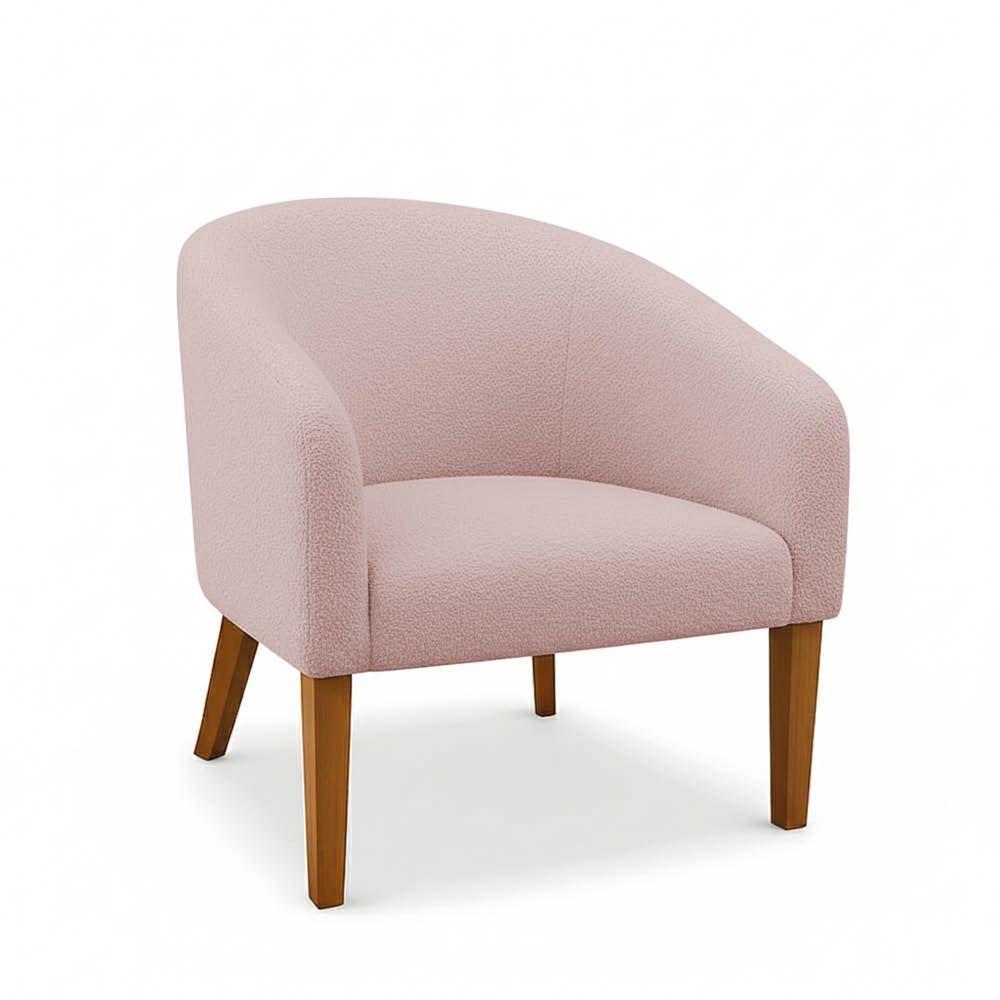 Poltrona Sala Decorativa Kit 2 Stella Pé Madeira Trapézio Castanho Bouclê Rosê D03 - D'rossi - 5