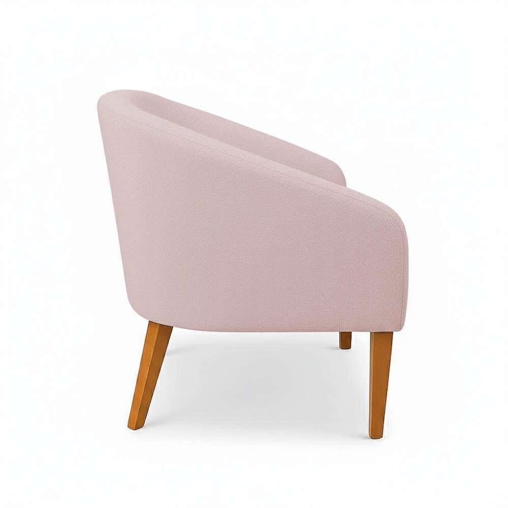 Poltrona Sala Decorativa Kit 2 Stella Pé Madeira Trapézio Castanho Bouclê Rosê D03 - D'rossi - 6