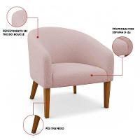 Poltrona Sala Decorativa Kit 2 Stella Pé Madeira Trapézio Castanho Bouclê Rosê D03 - D'rossi - 3