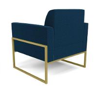 Poltrona Sala Estar Industrial Alta Dourado Kit 2 Marisa Bouclê Cor Azul - 8