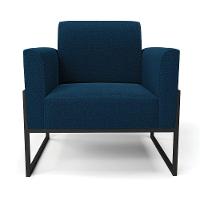 Poltrona Sala Estar Industrial Alta Preto Kit 2 Marisa Bouclê Cor Azul - 3