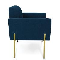 Poltrona Sala Estar Pé Ferro Dourado Kit 2 Marisa Bouclê Azul D03 - D'rossi - 6