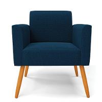 Poltrona Sala Estar Pé Palito Castanho Kit 2 Marisa Bouclê Azul - 5