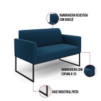 Namoradeira E 2 Poltronas Pé Ferro Preto Marisa Bouclê Cor Azul - 3