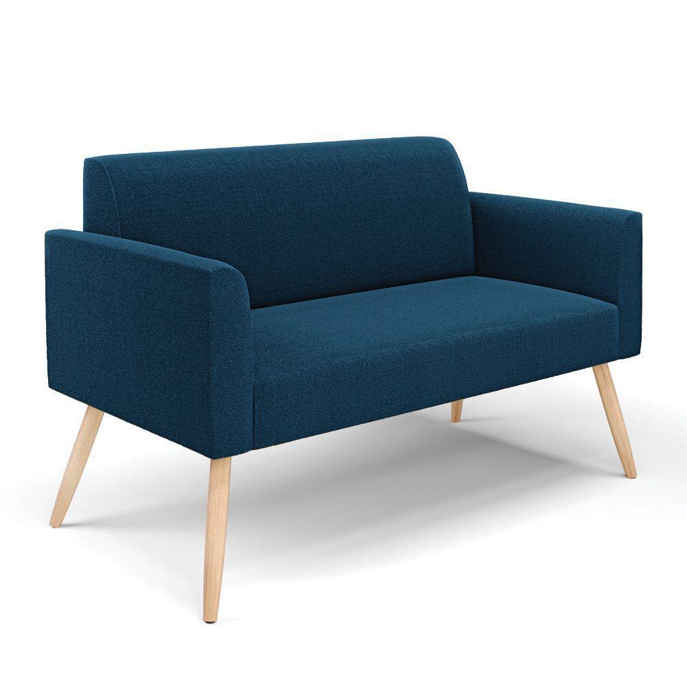 Namoradeira E 2 Poltronas Pé Palito Castanho Marisa Bouclê Cor Azul - 3